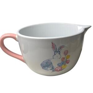 Easter Ceramic Mixing Bowl. Blue/white Bunny Field flowers